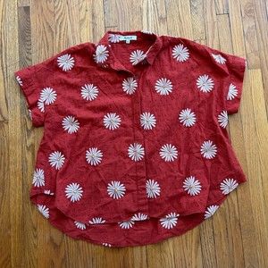 ❤️🌼❤️ Madewell Hilltop Shirt in Daisy Daydream Red Flowers
